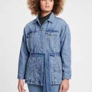 Gap Factory Belted Denim Jacket with Wash Well Size XL